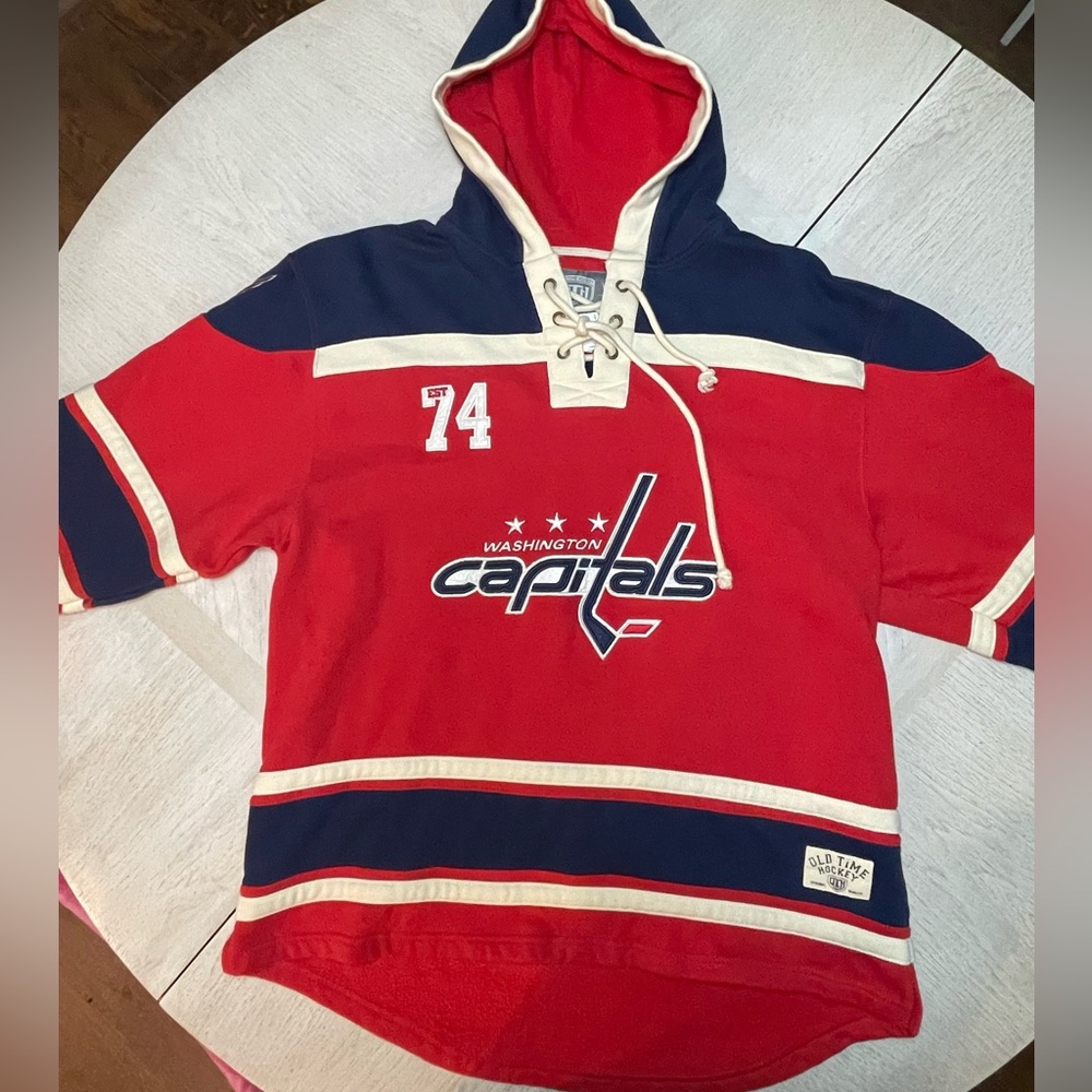 Used NHL Washington Capitals old time jersey style midweight cotton hoody men L.